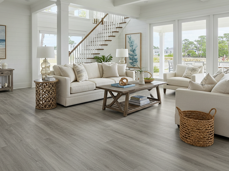Open concept house with luxury vinyl flooring